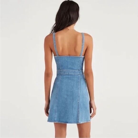 7 For All Mankind Blue Bow Button Front Denim Dress Contemporary Festival - Picture 4 of 16